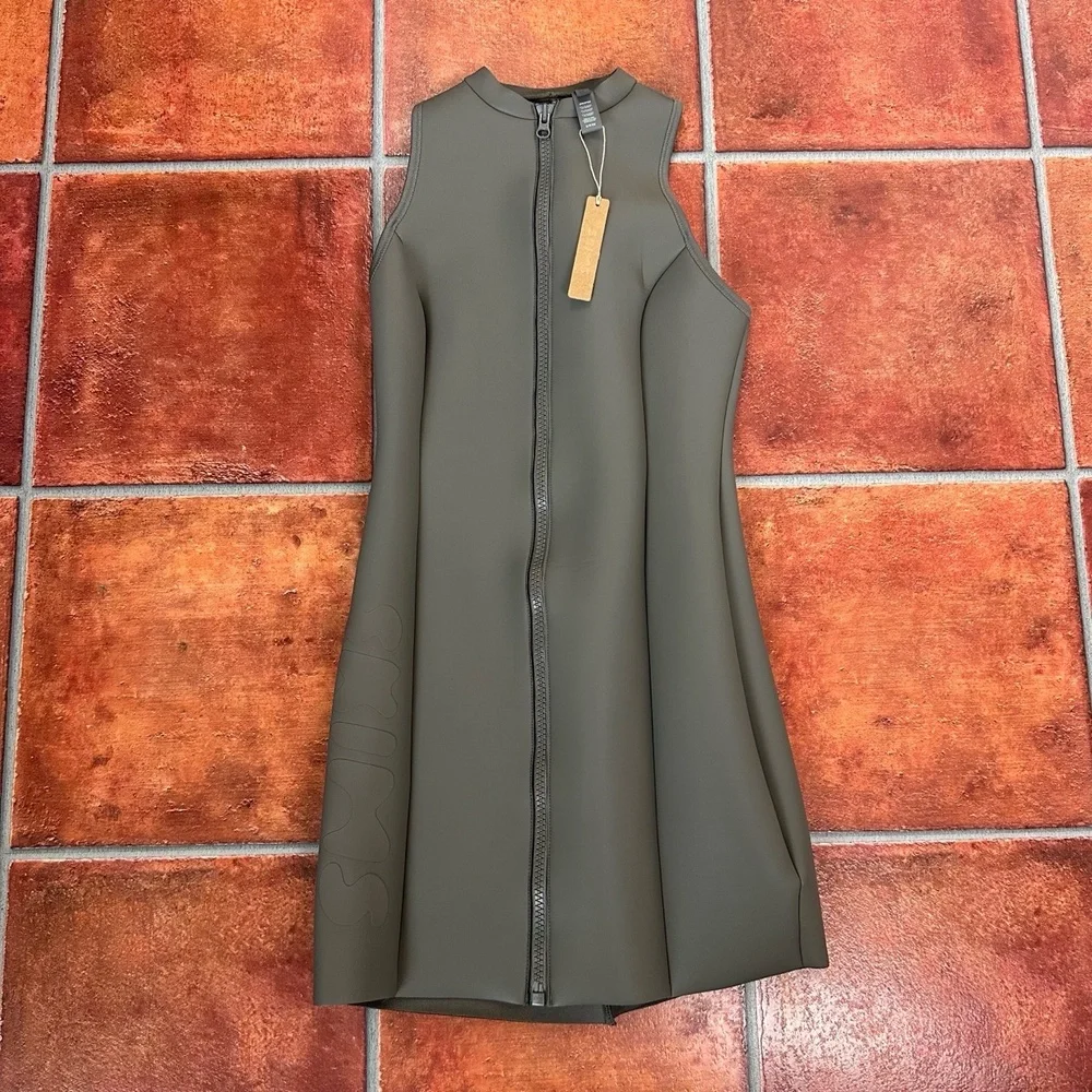 NWT SKIMS Rubberized Scuba Swim Mock Neck Dress Size XS